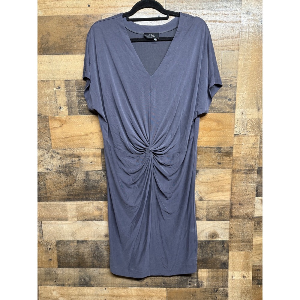 COA Made in California Gray Twist Front V-Neck Modal Blend Midi Dress Size 1
